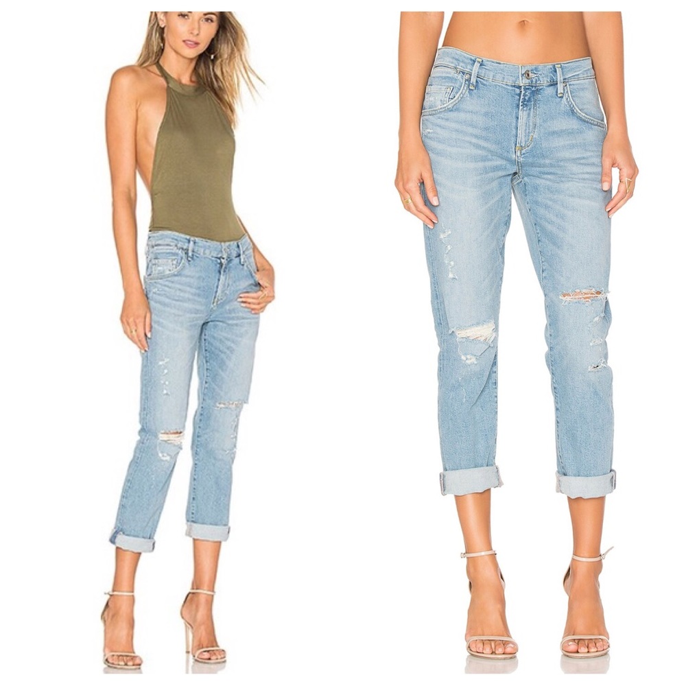 Agolde Isabel Slim Boyfriend Jeans in Dreamer Distressed Mid Rise Size 30